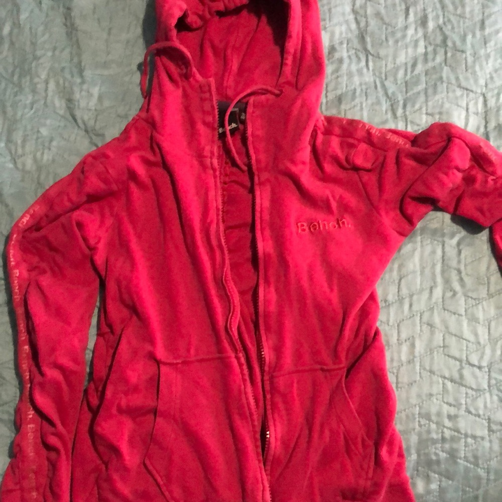 Pink bench zip up womens sweater